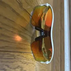 Oakley スポーツサングラス ホワイトフレーム オレンジレンズ