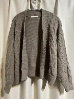 モカグレー ケーブルニット カーディガン
