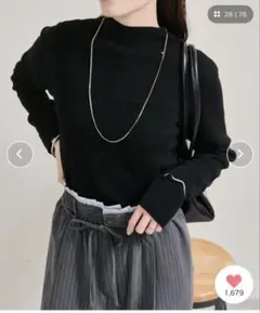 mystic　プレート付きハイネックニット