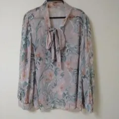 shein シーイン４ＸＬ花柄シフォンボウタイブラウス