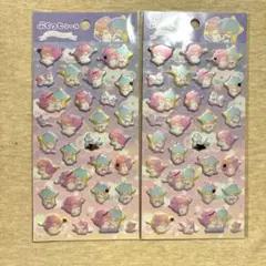 【2枚】ダイソー　ぷくっとシール　リトルツインスターズ　キキララ　サンリオ