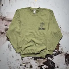90s- スウェット USMC ミリタリー カーキ アメカジ ヴィンテージ