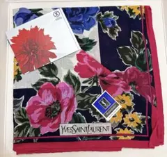 新品Yves Saint Laurent フラワープリント ハンカチ