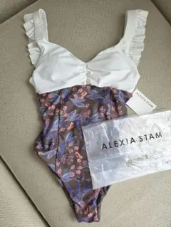 【新品】ALEXIA STAM アリシアスタン 水着 フリル バックリボン花柄 新品】ALEXIA STAM アリシアスタン 水着 フリル バックリボン花柄