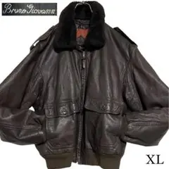 大きいサイズ【vintage】リアルレザーライダースジャケット リブ切替 茶XL
