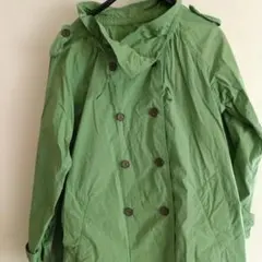 CubeCube薄手グリーン ダブルブレスト コート センソユニコ