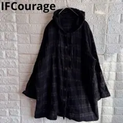 【イフクラージュ】シャツワンピース 長袖 ブラウン タータンチェック 日本製