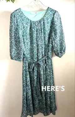 M《used》HERE'S 花柄 ５部袖ひざ丈ワンピース ヒアーズのサムネイル