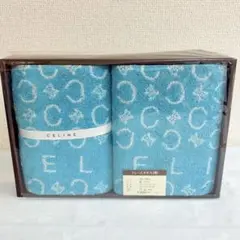 CELINE セリーヌ　Cマカダム総柄　フェイスタオル2枚　ブルー
