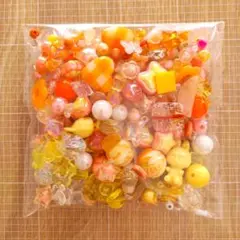 ビーズ まとめ売り 大袋 イエロー～オレンジ 150ｇ ペアでないもの含む