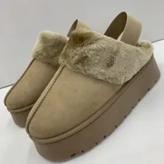 新品★レディース★LLサイズ★厚底 ムートンサボサンダル 薄茶色 600