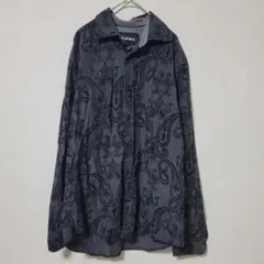 ペイズリー柄 総柄 メンズ Ｌ 柄シャツ グレー ブラック オーバーサイズ 古着