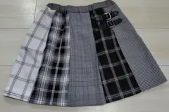 BeBeグレー系チェック柄プリーツスカート 130cm