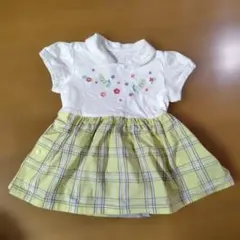 刺繍　入りチェック柄　半袖　ワンピース 60-70cm　コンビミニのサムネイル