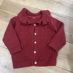 H &M赤いフリル付きニットカーディガン 75㎝