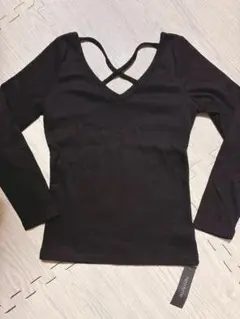 ブラック Vネック 長袖 トップス L