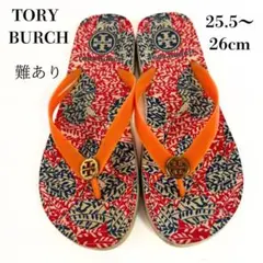 【難あり品】TORY BURCH ビーチサンダル オレンジ柄 25.5～26cmのサムネイル