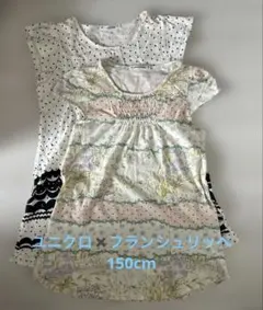 ユニクロ　フランシュリッペ　半袖ワンピース2点セット 150 赤ずきんモチーフ