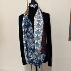 着物リメイク　ひねりスヌード　ハンドメイド　幅広　正絹