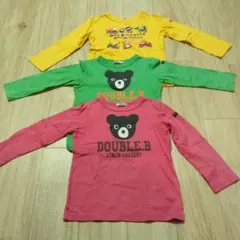 DOUBLE.B クマプリント 長袖カットソー 3枚セット
