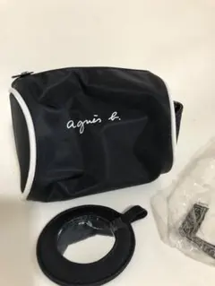 agnis b. アニエスベーの黒 ポーチ ミラー付き　未使用品！