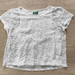 earth music&ecology レース半袖 シャツ ホワイト