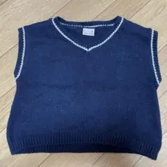 petit main ベビーベスト 80 ネイビー