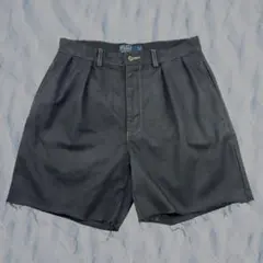 90s-00sポロラルフローレンコットンショーツブラックツータックワイド黒　希少 90s-00sポロラルフローレンコットンショーツブラックツータックワイド