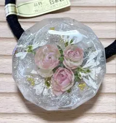 一点もの 透明レジン フラワーヘアゴム 薔薇 大人可愛い ハンドメイド