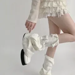 レッグウォーマー ダメージ加工 ルーズフィットy2k ニット 靴下 ソックス