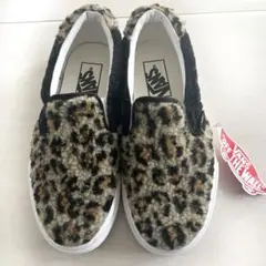 新品 VANS レオパード柄 シェルパ ボア スリッポン