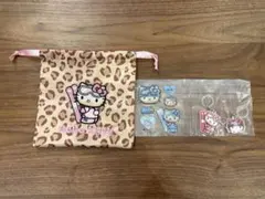 ハローキティ ぷっくりシール、ミニチャーム、ポーチ 3つセット