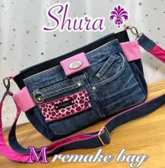 デニムリメイクバッグ（M）No.1012☆ショルダーバッグ