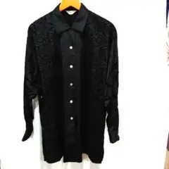 古着*レディース　長袖ポリエステルシャツ
