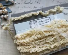 M461紅茶染めギャザーレース5ｍ幅1cm生成り色止め済ドール衣装にお勧め