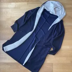 レイカズン/ネイビー➕ライトブルーフード付長袖カーディガン/Lサイズ
