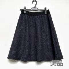 美品★A.V.V膝丈ブラックフレアースカートMサイズウエストゴム