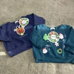 クリスマス トナカイ サンタ トレーナー 80 2枚セット