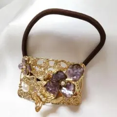 エレガントな花と蝶のヘアゴム★ヘアアクセサリー No.e636