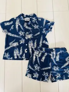 フラワー　リーフ柄 半袖シャツ　ショートパンツ セットアップ　夏服　セット