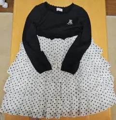 mezzo piano　ブラックドット柄ワンピース