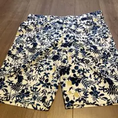 adidas 花柄パンツ ホワイト/ネイビー