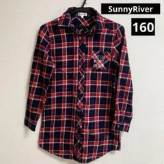 Sunny River チェック柄長袖シャツワンピース　160