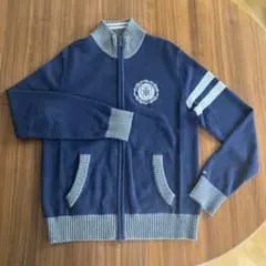 TOMMY HILFIGER コットンニット ジップアップ　ネイビー　Mサイズ