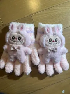 キャラクター付きフワフワ手袋