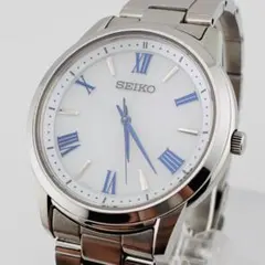 稼働 美品】SEIKO メンズ腕時計 ラウンド デイト ストライプ柄 QZ 