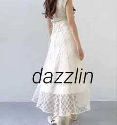 定価12100円　dazzlin　チェックチュールコルセットスカート　ホワイト