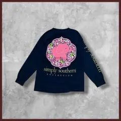US古着 simply southern 両面プリント ロンT長袖 ネイビー S