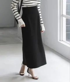 noble ジャージーライクカラータイトスカート ブラック　40