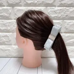 【バックル付ダマスク柄リボンクリップ】ヘアクリップ　ハンドメイド　まとめ髪